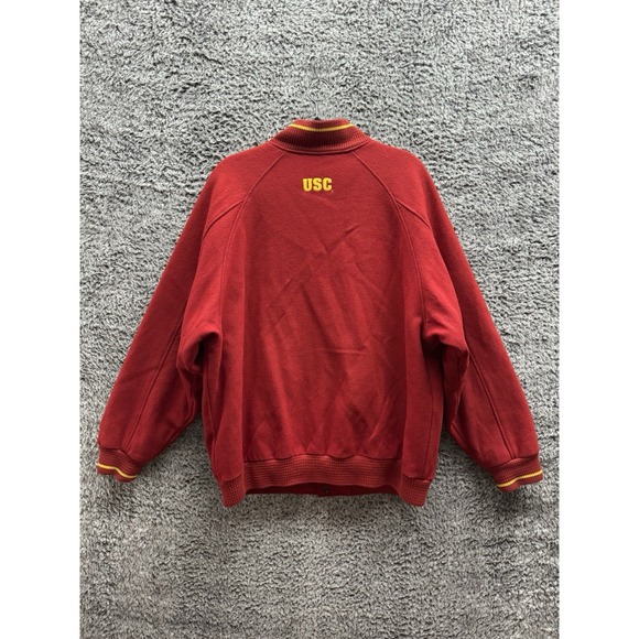 USC Trojans Nike Wool Letterman Jacket Mens L Red Embroidered Snap Up Varsity - Picture 2 of 10